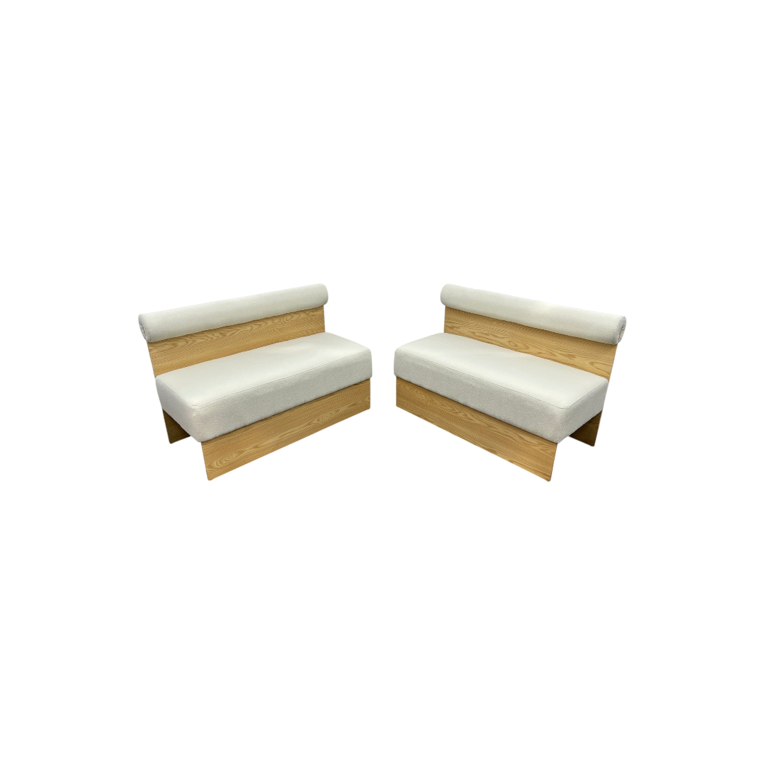 Exintor Cream-colored padded solid wood display booth (Set of 2)