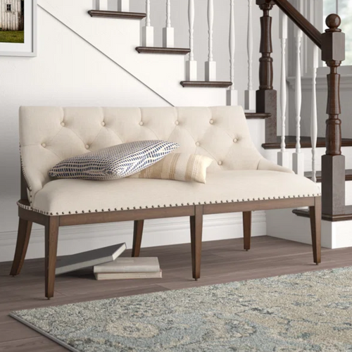 Lark Manor Aisja Upholstered Shelter Dining Bench - Brown, image 1