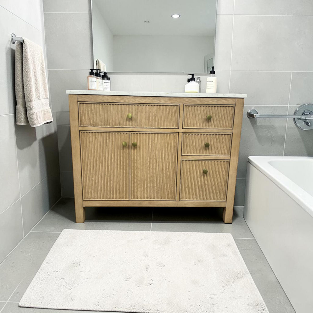 Birch Lane Lala 42" Single Bathroom Vanity With Grain White Engineered Stone Countertop Without Mirror
