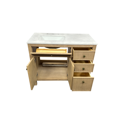 Birch Lane Lala 42" Single Bathroom Vanity With Grain White Engineered Stone Countertop Without Mirror, image 25