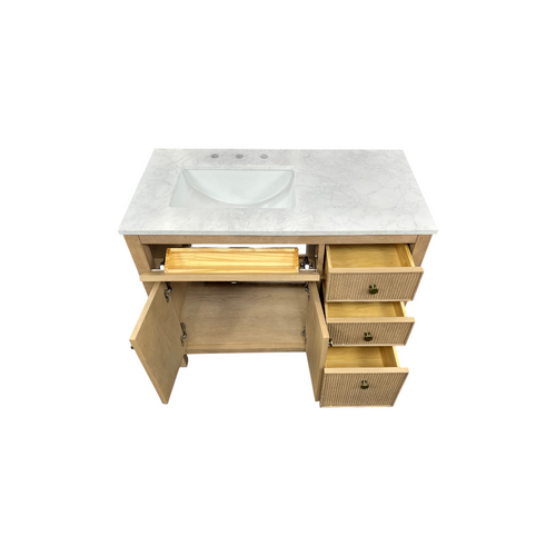 Birch Lane Lala 42" Single Bathroom Vanity With Grain White Engineered Stone Countertop Without Mirror, image 26