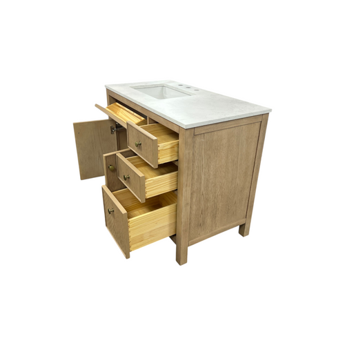 Birch Lane Lala 42" Single Bathroom Vanity With Grain White Engineered Stone Countertop Without Mirror, image 27