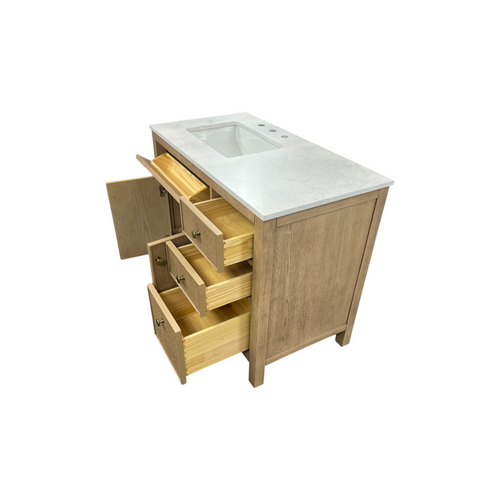 Birch Lane Lala 42" Single Bathroom Vanity With Grain White Engineered Stone Countertop Without Mirror, image 28