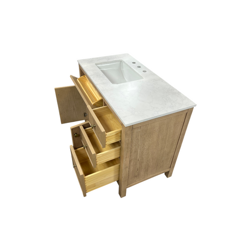 Birch Lane Lala 42" Single Bathroom Vanity With Grain White Engineered Stone Countertop Without Mirror, image 29
