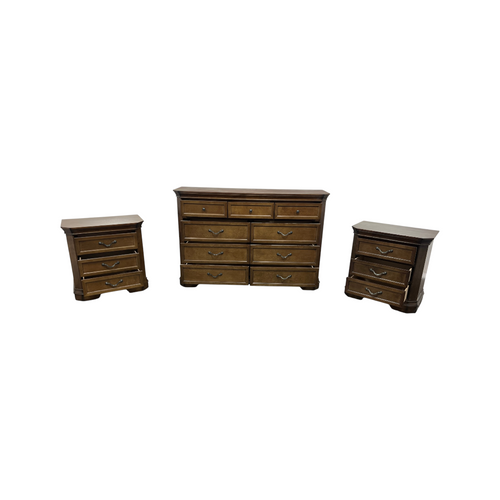Charlton Home Ailany Traditional Wood 9-Drawer Dresser and 3-Drawer Nightstand Set, image 15