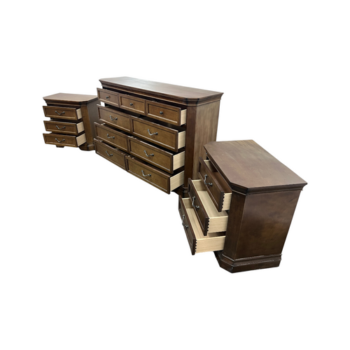 Charlton Home Ailany Traditional Wood 9-Drawer Dresser and 3-Drawer Nightstand Set, image 17