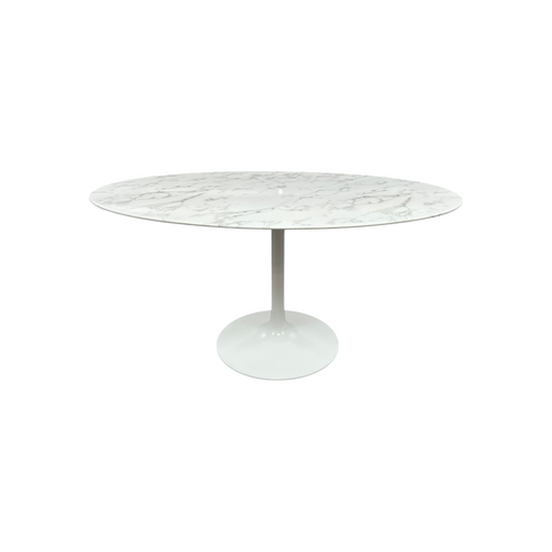 Modway Lippa Oval Faux Marble Dining Table in White, image 3