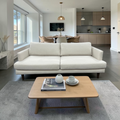 Simplihome Livingston Woven-Blend Fabric Mid-Century Modern Sofa with Solid Wood Frame for Living Room
