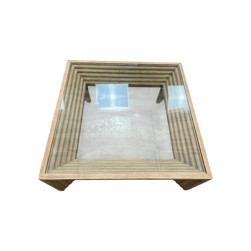 Joss and Main Cleo 46" Pine Wood Coffee Table w/ Glass Top, Light Warm Wash, image 14
