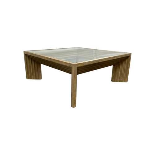 Joss and Main Cleo 46" Pine Wood Coffee Table w/ Glass Top, Light Warm Wash, image 21