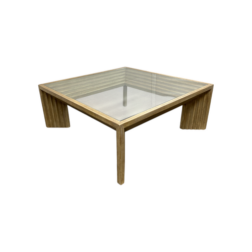Joss and Main Cleo 46" Pine Wood Coffee Table w/ Glass Top, Light Warm Wash, image 22