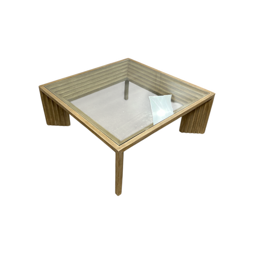 Joss and Main Cleo 46" Pine Wood Coffee Table w/ Glass Top, Light Warm Wash, image 23