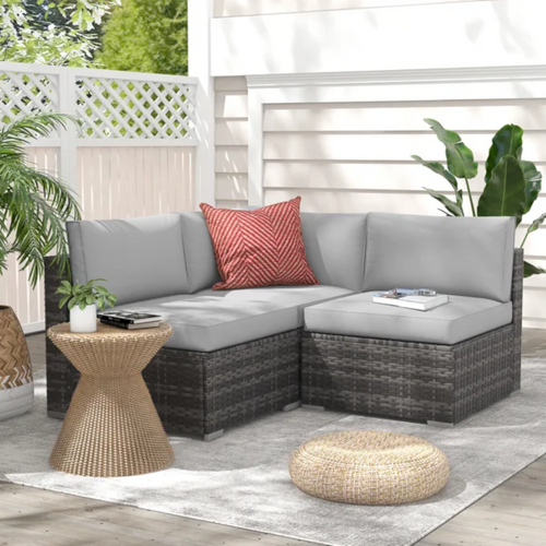 Wade Logan Bryonny Wicker 3 - Person Modular Patio Conversation Set With Cushions, image 18