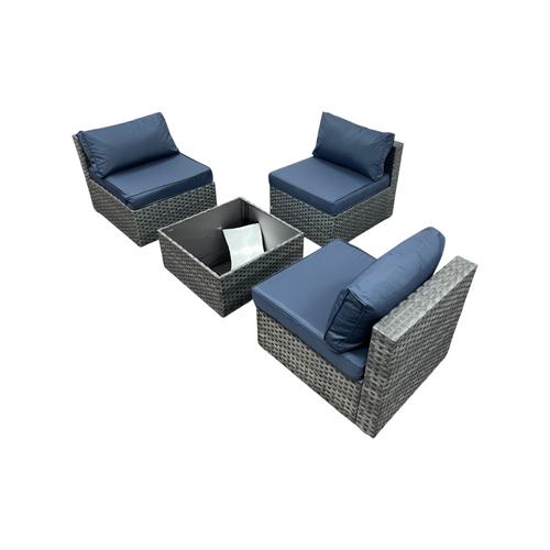 Latitude Run Kalinowski 4-Piece Outdoor Patio Furniture Set With Splash Proof Cushions Tempered Glass Coffee Table And Adjustable Feet Wicker Sofa With Seat Clips For Stability, image 4