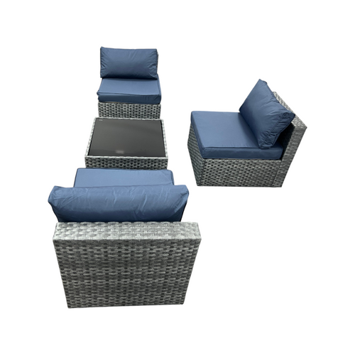 Latitude Run Kalinowski 4-Piece Outdoor Patio Furniture Set With Splash Proof Cushions Tempered Glass Coffee Table And Adjustable Feet Wicker Sofa With Seat Clips For Stability, image 6