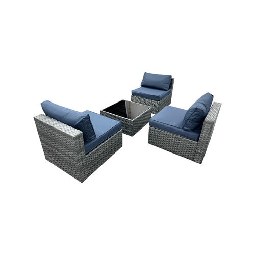 Latitude Run Kalinowski 4-Piece Outdoor Patio Furniture Set With Splash Proof Cushions Tempered Glass Coffee Table And Adjustable Feet Wicker Sofa With Seat Clips For Stability, image 7