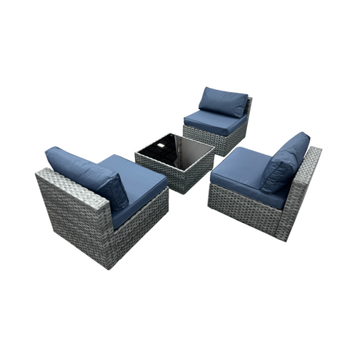 Latitude Run Kalinowski 4-Piece Outdoor Patio Furniture Set With Splash Proof Cushions Tempered Glass Coffee Table And Adjustable Feet Wicker Sofa With Seat Clips For Stability, image 8