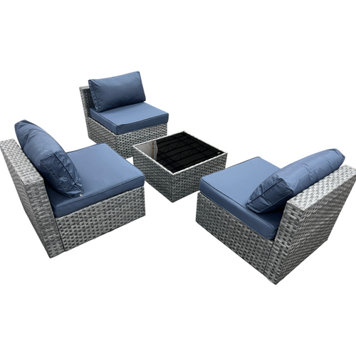 Latitude Run Kalinowski 4-Piece Outdoor Patio Furniture Set With Splash Proof Cushions Tempered Glass Coffee Table And Adjustable Feet Wicker Sofa With Seat Clips For Stability, image 11