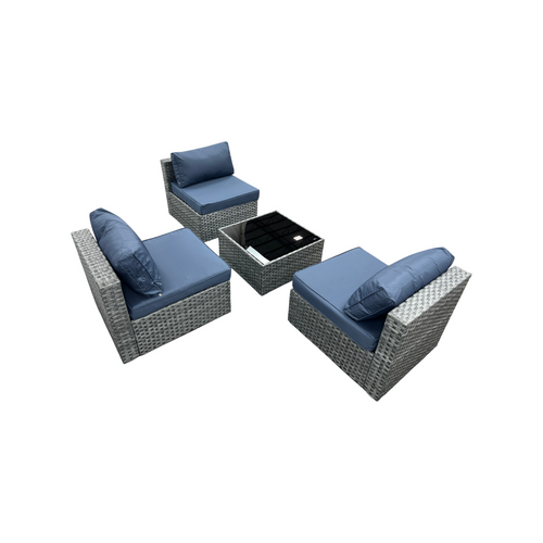 Latitude Run Kalinowski 4-Piece Outdoor Patio Furniture Set With Splash Proof Cushions Tempered Glass Coffee Table And Adjustable Feet Wicker Sofa With Seat Clips For Stability, image 12