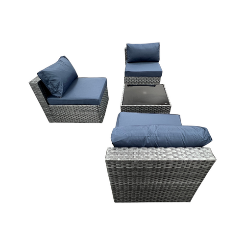 Latitude Run Kalinowski 4-Piece Outdoor Patio Furniture Set With Splash Proof Cushions Tempered Glass Coffee Table And Adjustable Feet Wicker Sofa With Seat Clips For Stability, image 13