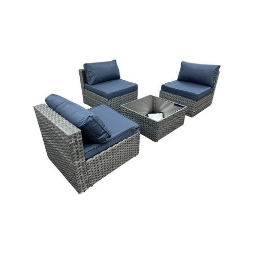 Latitude Run Kalinowski 4-Piece Outdoor Patio Furniture Set With Splash Proof Cushions Tempered Glass Coffee Table And Adjustable Feet Wicker Sofa With Seat Clips For Stability, image 14