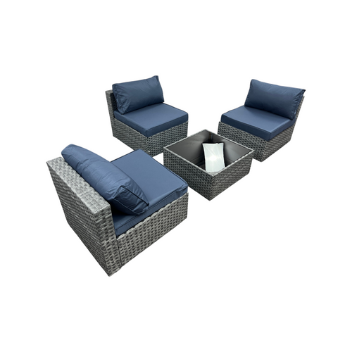 Latitude Run Kalinowski 4-Piece Outdoor Patio Furniture Set With Splash Proof Cushions Tempered Glass Coffee Table And Adjustable Feet Wicker Sofa With Seat Clips For Stability, image 15