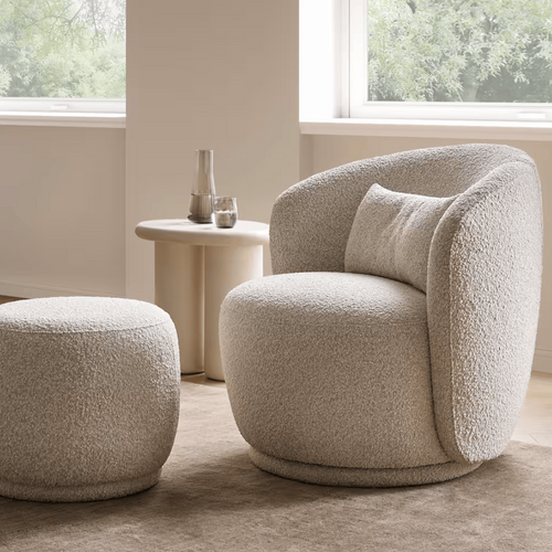 Castlery Avery Performance Bouclé Swivel Armchair with Ottoman, image 1