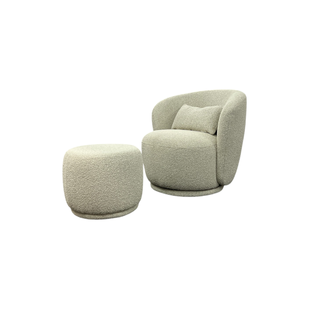 Castlery Avery Performance Bouclé Swivel Armchair with Ottoman