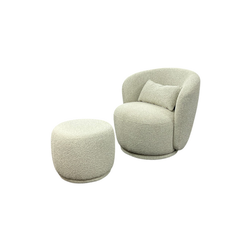 Castlery Avery Performance Bouclé Swivel Armchair with Ottoman, image 3