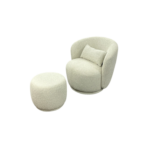 Castlery Avery Performance Bouclé Swivel Armchair with Ottoman, image 4