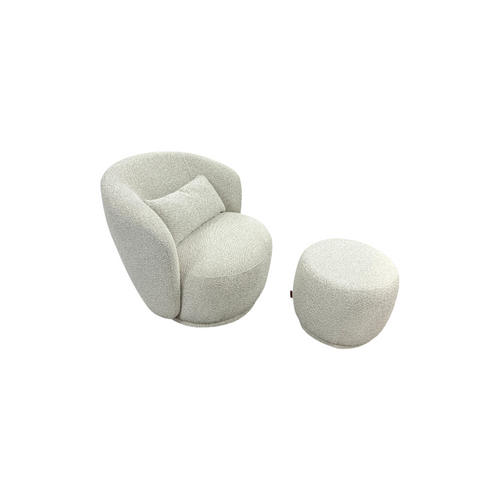 Castlery Avery Performance Bouclé Swivel Armchair with Ottoman, image 18
