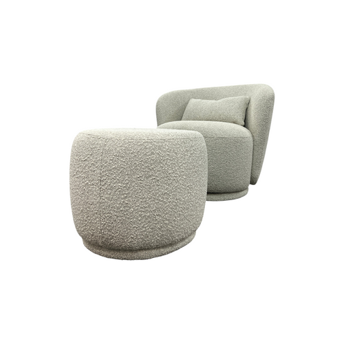 Castlery Avery Performance Bouclé Swivel Armchair with Ottoman, image 24