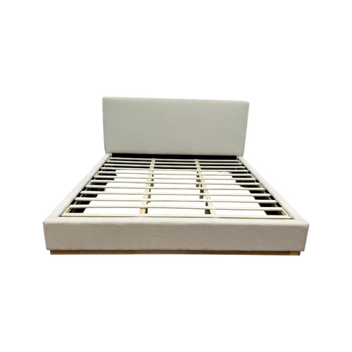 Ebern Designs Aspen Wood Base Upholstered Boucle Platform King Bed, image 1
