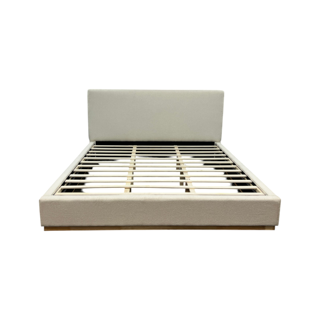 Ebern Designs Aspen Wood Base Upholstered Boucle Platform King Bed