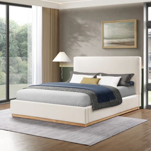 Ebern Designs Aspen Wood Base Upholstered Boucle Platform King Bed, image 18