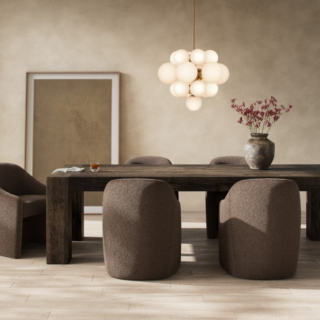 Four Hands Abaso Dining Table 108" - Ebony Rustic Wormwood Oak