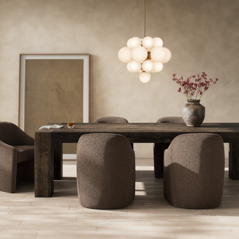 Four Hands Abaso Dining Table 108" - Ebony Rustic Wormwood Oak