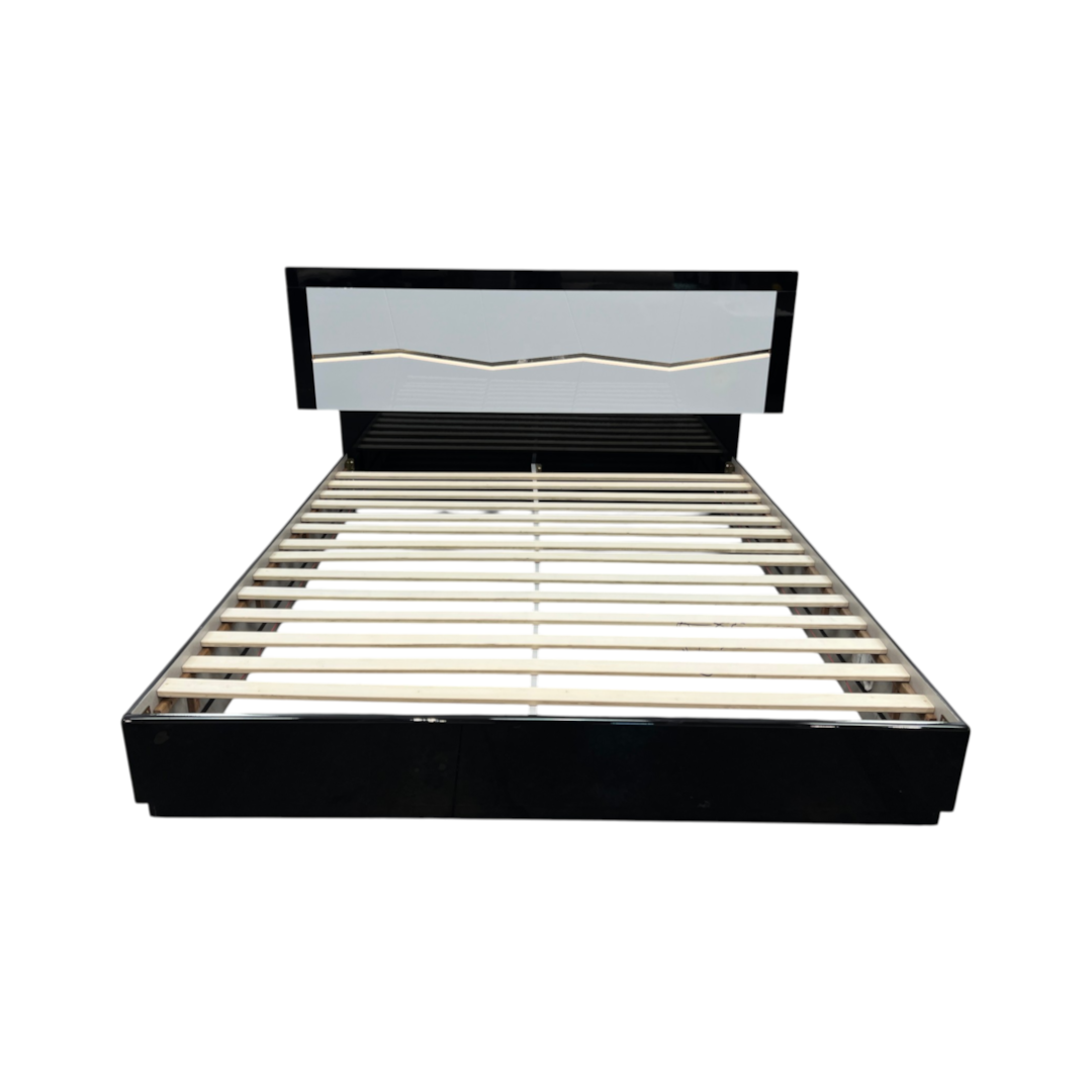Orren Ellis Jinn Upholstered LED Lighted High Gloss Platform California King Bed