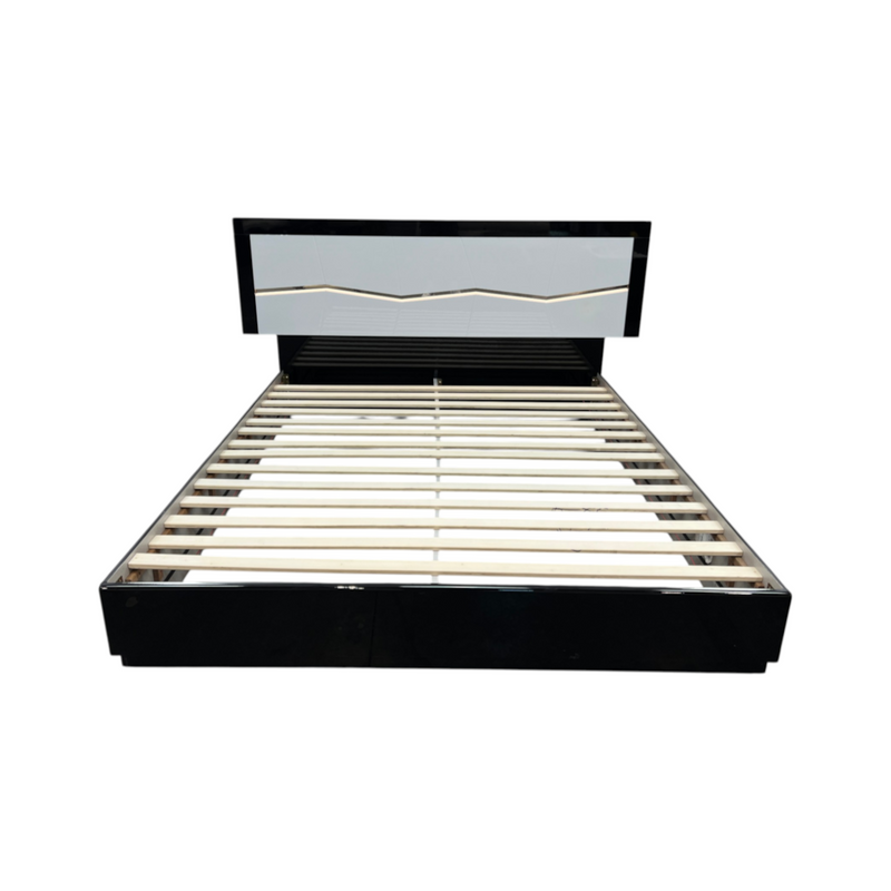 Orren Ellis Jinn Upholstered LED Lighted High Gloss Platform California King Bed