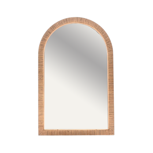 Joss & Main Adrianne Solid Wood / Rattan Arch Wall Mirror, image 2