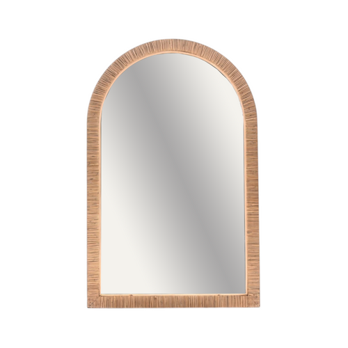 Joss & Main Adrianne Solid Wood / Rattan Arch Wall Mirror, image 3
