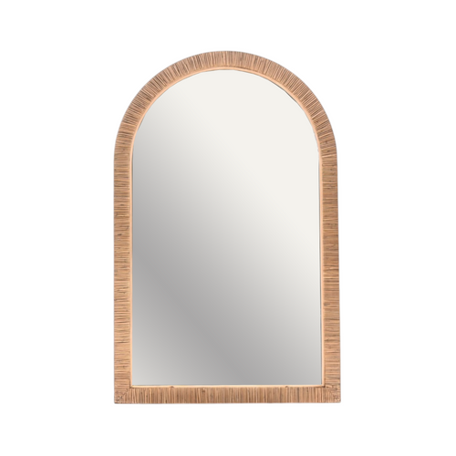 Joss & Main Adrianne Solid Wood / Rattan Arch Wall Mirror, image 4