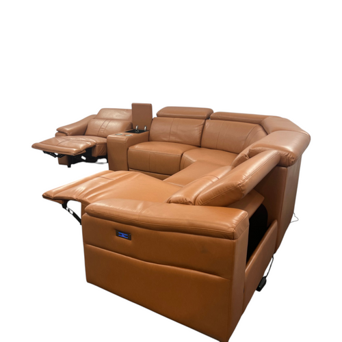 Latitude Run 6-Piece Premium Breathing Leather Power Reclining Theater Sectional With Cup Holder, Wireless Charger And Led Lighting, image 2