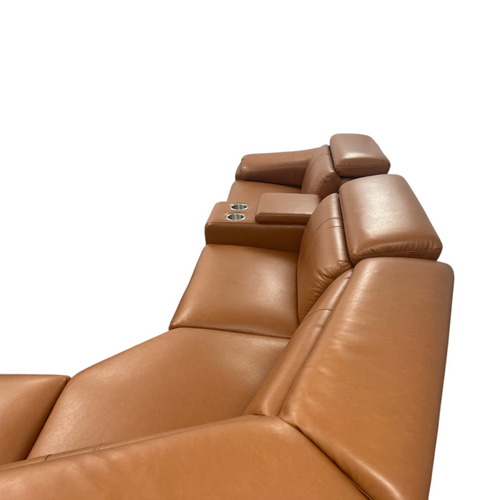 Latitude Run 6-Piece Premium Breathing Leather Power Reclining Theater Sectional With Cup Holder, Wireless Charger And Led Lighting, image 8