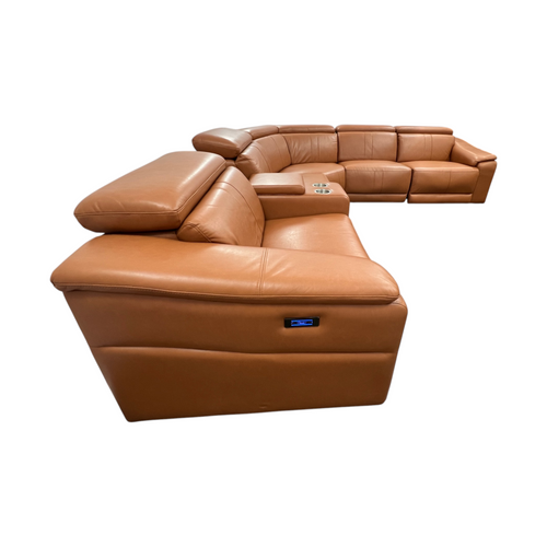 Latitude Run 6-Piece Premium Breathing Leather Power Reclining Theater Sectional With Cup Holder, Wireless Charger And Led Lighting, image 10