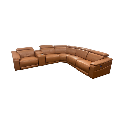 Latitude Run 6-Piece Premium Breathing Leather Power Reclining Theater Sectional With Cup Holder, Wireless Charger And Led Lighting, image 12
