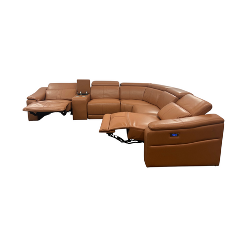 Latitude Run 6-Piece Premium Breathing Leather Power Reclining Theater Sectional With Cup Holder, Wireless Charger And Led Lighting, image 13