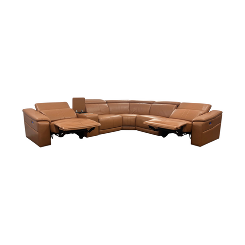 Latitude Run 6-Piece Premium Breathing Leather Power Reclining Theater Sectional With Cup Holder, Wireless Charger And Led Lighting, image 14