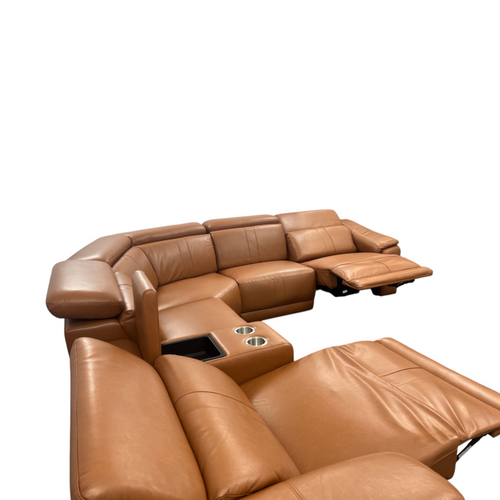 Latitude Run 6-Piece Premium Breathing Leather Power Reclining Theater Sectional With Cup Holder, Wireless Charger And Led Lighting, image 15