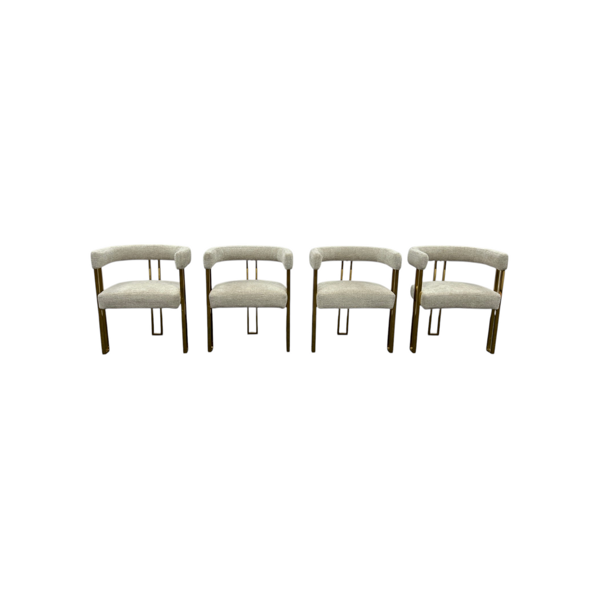 Everly Quinn Rienna Chenille Upholstered Gold Kitchen Dining Armchair (Set of 4)